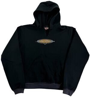 Vintage y2k Harley Davidson Women's Hoodie Black Size Small Pullover Sweatshirt